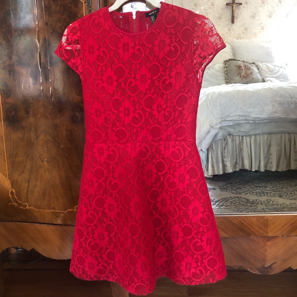 Forever 21 Red Lace Mini Dress